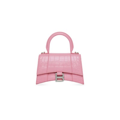 BALENCIAGA WOMEN'S HOURGLASS HANDBAG XS IN ROSE PINK 5928331LR6Y5906 (18.8*13*7.9cm)